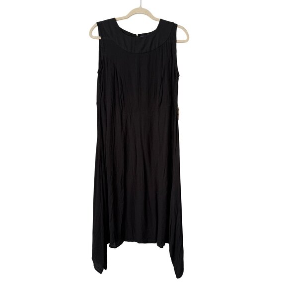 NWT Womens Black Sleeveless Maxi Dress With Handkerchief Hem By Roamans Size 14W - Picture 1 of 7